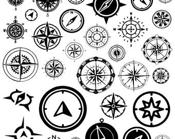 Kompas SVG-bundel, kompas clipart voor Cricut, nautisch silhouet, kompas vector, kompas ontwerpen, kompas gesneden bestanden.