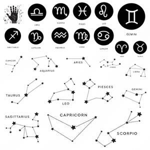 Zodiac Signs Svg Bundle, Zodiac Signs Clipart for Cricut, Celestial