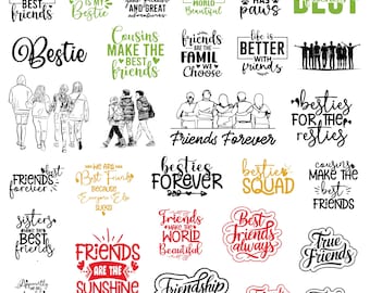 Friends Svg Bundle, Friends Clipart For Cricut, Best Friends Silhouette, Friends Vector, T-Shirt Designs, Friends Cut Files.