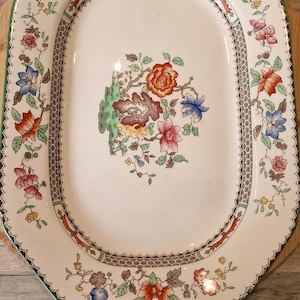 Vintage Copeland Spode Chinese Rose Serving Platter – 13” – Reg. No. 62568 – Floral Ironstone