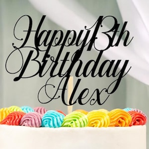 Benutzerdefinierte glücklich 13. Geburtstag Kuchen Dekoration Geschenk Topper Teenager Name und Alter Glitter Karte Party Decor GOLD Geschenk für Jungen und Mädchen Damen