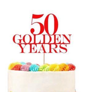 Golden Anniversary Cake Topper: Glitter Cardstock Party Decoration