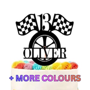 Personalized F1 Car Racing Glitter Cake Topper