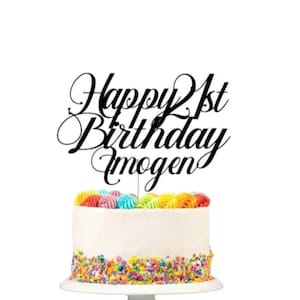 Personalised Happy 21st Birthday Cake Topper Custom Toppers Decoration Any Name Age Multicolour Glitter Card Decor 16th 18th 21st 30th Gold