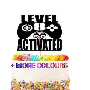 Topo de Bolo Personalizado para Aniversário com Cartão Brilhante "Nível 12 Desbloqueado" para Jogador - Decoração de Aniversário