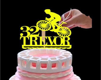 Custom Cyclist Cake Topper: Glitter Bike Art, Personalized Birthday Decoration