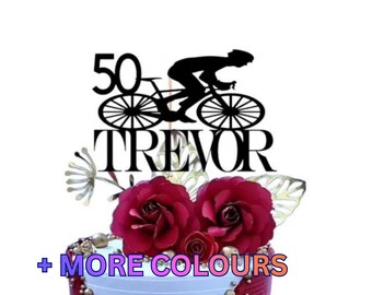 Personalized Cyclist Cake Topper | Bike Rider Birthday Cake Sign Decoration, Cycler Glitter Card Cake Toppers