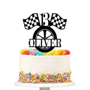 Personalized F1 Car Racing Glitter Cake Topper