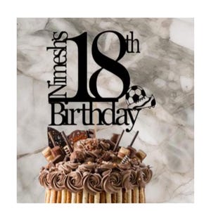 Décoration de gâteau d'anniversaire de football personnalisée, tous noms et âges, Fans de ballons de football et chaussures de sport, tireurs sportifs, carte à paillettes, or 21-30