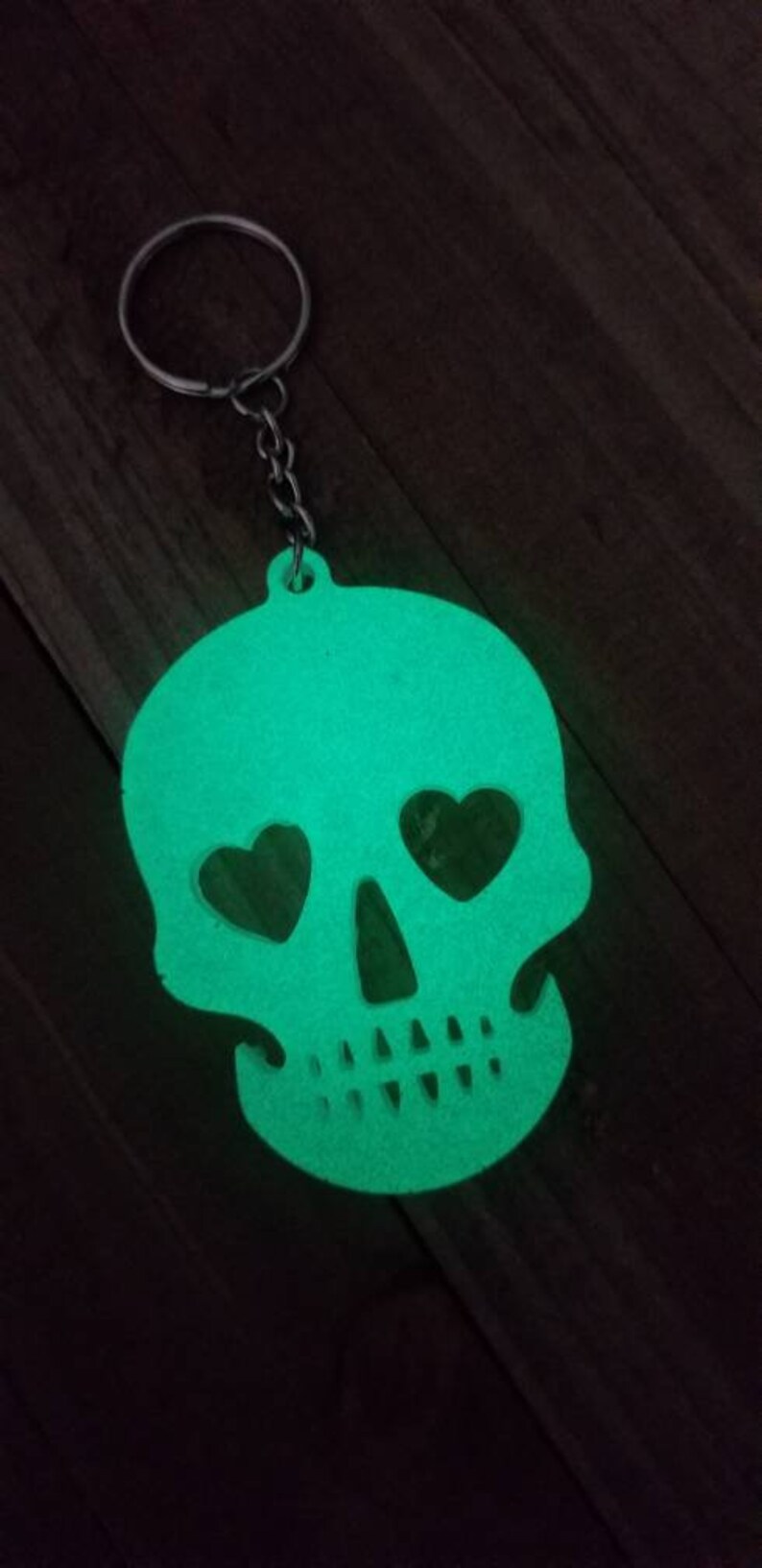 Glow in the dark sugar skull keychain