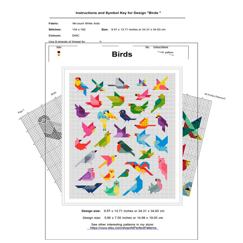 Polygon Art - Small Birds - Set of 34 - Nursery Art - Home Decor ...