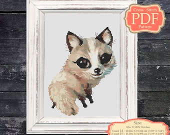 White fox - Woodland  Animals - Cross Stitch PDF Pattern - Nursery Art