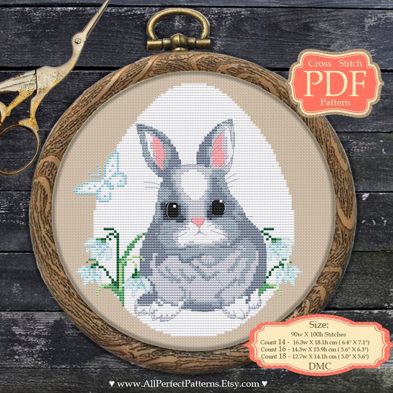Easter Bunny Cross Stitch PDF Pattern Modern Embroidery - Etsy