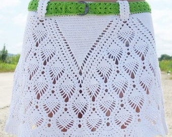 DIY Crochet Lace Cotton Skirt in Summer Design with Pineapple pattern - PDF Pattern