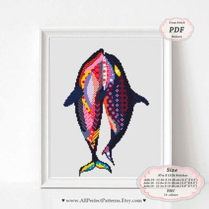 Mandala Whales Cross Stitch PDF Pattern, Zentangle Animals, XStitch Modern Embroidery hoop art wall decor