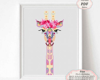 Mandala Giraffe - Cross stitch PDF Pattern - Home decor - Zentangle animals