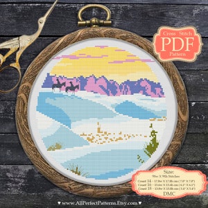 White Sands New Mexico National Park Landscape - Cross Stitch PDF Pattern Modern embroidery Home decor