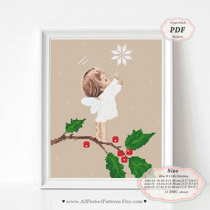 Kleiner Weihnachtsengel - Kreuzstich Stickvorlage Pdf Stickmuster Stickvorlage