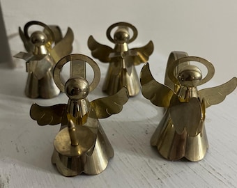 Set of Four Brass Angel Napkin Rings