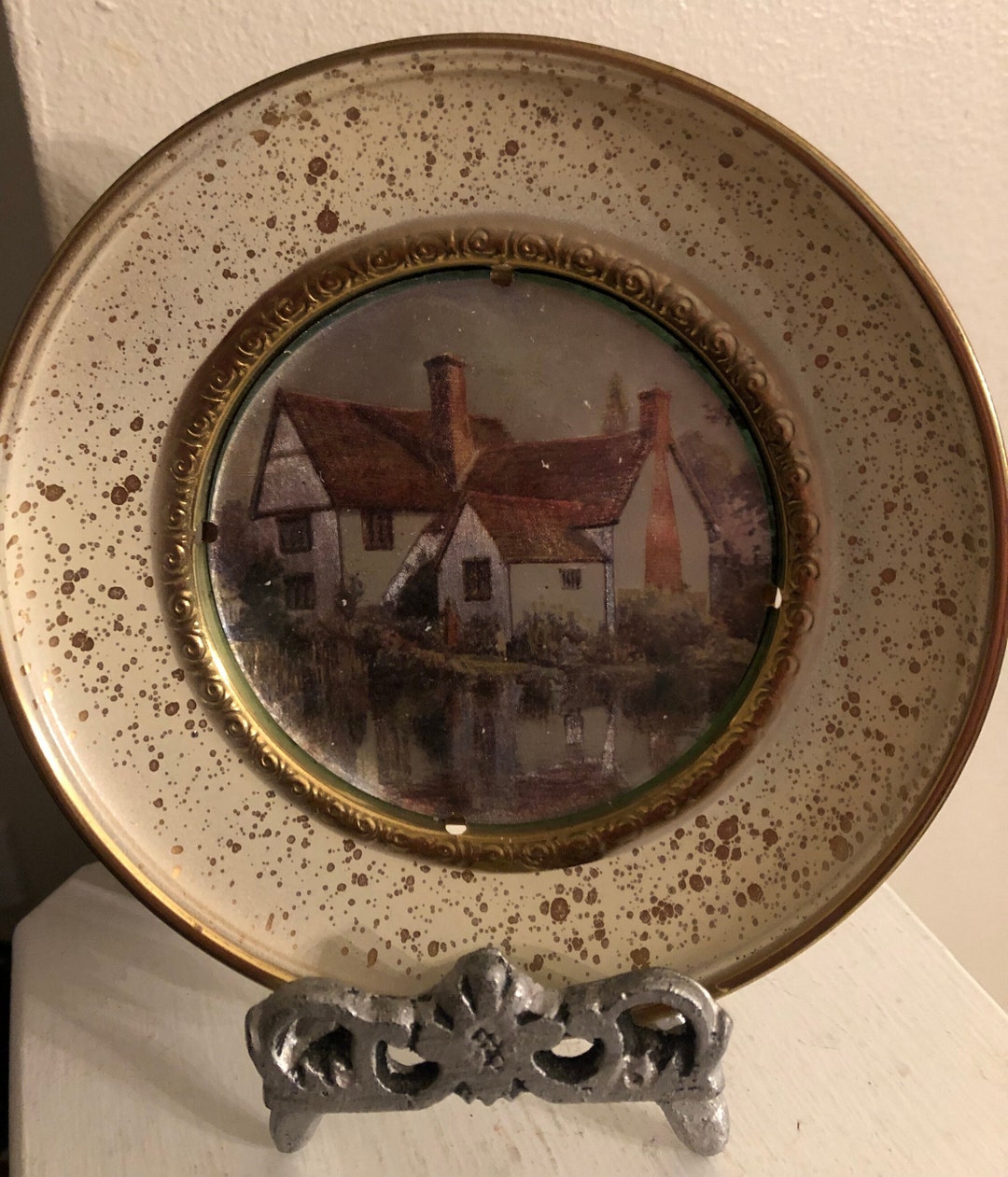 Vintage Foil Art Brass Wall Plates English Cottage Etsy