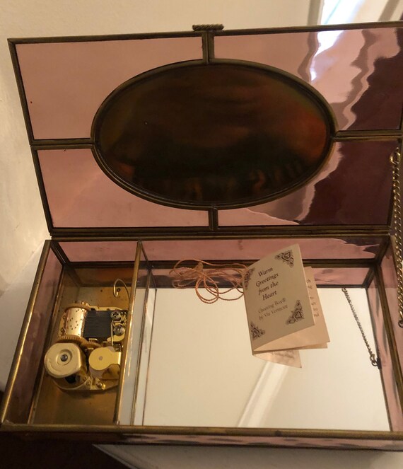 Vintage Via Vermont Stained Glass Music Box Gem