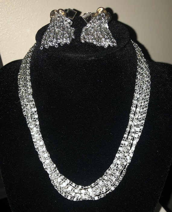 Vintage Sarah Coventry Silvery Cascade Necklace M… - image 1