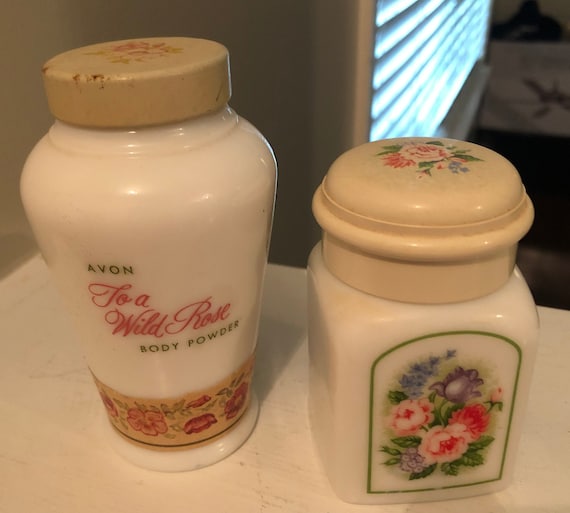 Vintage Milk Glass Avon Perfumed Powder Bottles Gem