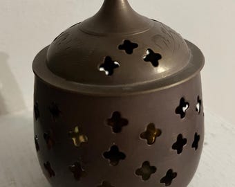 Vintage age Brass Potpourri/ Incense/ Candle Holder