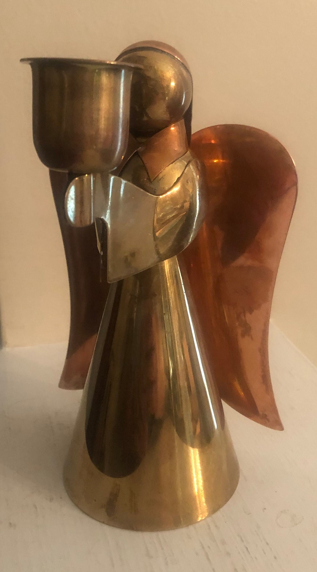 Vintage Brass and Copper Angel Candle Holder Etsy