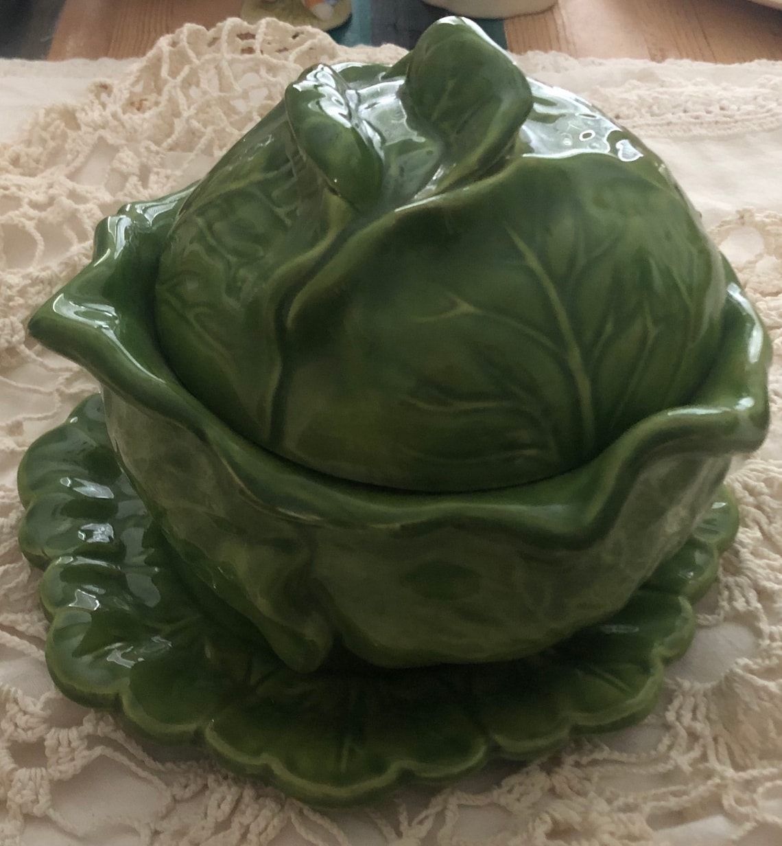 Vintage Holland Mold Cabbage Bowl with Lid and Under Plate Etsy