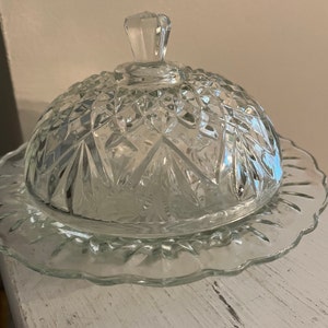 Vintage Cut Glass Anchor Hocking Butter Bell Dish