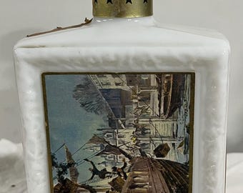 Vintage JW Dant’s Boston Tea Party Milk Glass Whisky Decanter