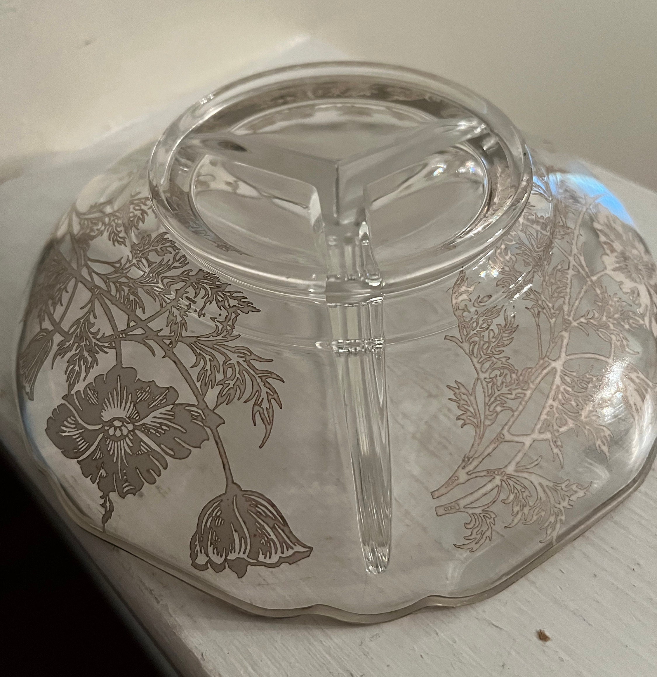Vintage Cambridge Glass Divided Nut Bowl Etsy