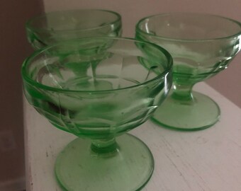 Vintage Uranium/ Vaseline Glass Sorbet Bowls
