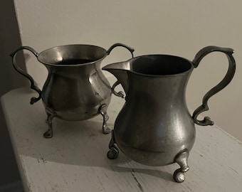 Vintage Williamsburg Stieglitz Pewter Creamer and Sugar