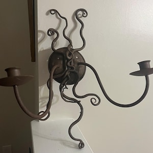 Brutalist Style Wrought Iron Candle Sconce