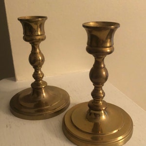 Vintage Pair of Brass Candle Stick Holders