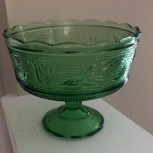 Vintage E.O. Brody Emerald Green Pedestal Compote