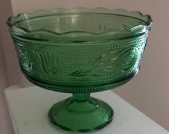 Vintage E.O. Brody Emerald Green Pedestal Compote