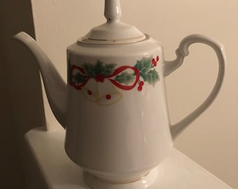 Vintage Sango Noel Christmas Teapot/ Coffee Pot