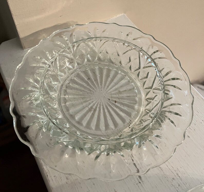 Vintage Cut Glass Anchor Hocking Butter Bell Dish Etsy