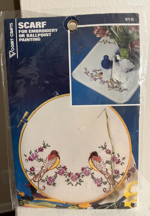 embroidered dresser scarf kit Tobin Meadow Flowers Stamped Dresser Scarf For Embroidery, White