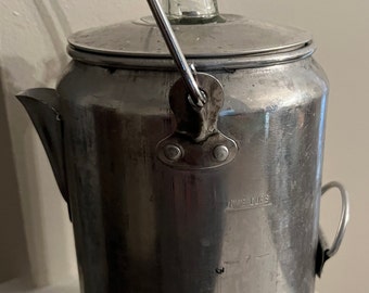 Vintage Aluminum Coffee Pot 1 Liter 1000 Ml Aluminum Camping