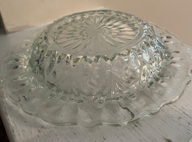 Vintage Cut Glass Anchor Hocking Butter Bell Dish Etsy