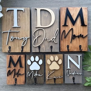 Custom Wood Sign | Wooden Towel Holder | Personalized Towel Hooks | Bathroom Name Hooks | Custom Name Hooks Key Hanger | Dog Leash Holder