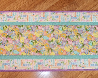 Egg and Bunny Table Topper, Kitchen and Table Decor, Quilted Table Runner, Home & Living, 51" x 17", Easter Gift, Gift for Mom