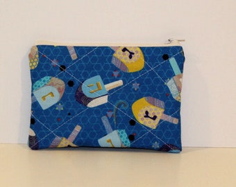 Dreidel Coin Purse/Card Holder, Travel Pouch, Small Make Up Pouch, Hand Made Change Bag, Bags & Purses, Coin Bag, 6" x 4"