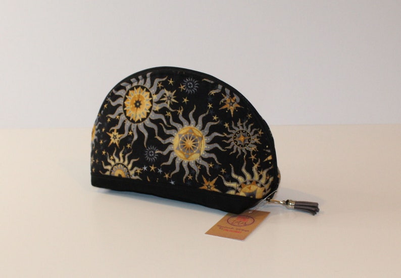 Zippered Pouch Accessory Case Gift for Her Hand Made Gift Astrological Sun Dumpling Pouch Handmade Bag Bags /& Purses