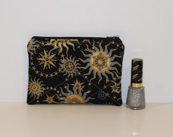 Astrological Zipper Pouch, Travel Pouch, Small Make Up Cosmetics Pouch, Change Bag, Bags & Purses, Gift, Handmade  6" x 4"