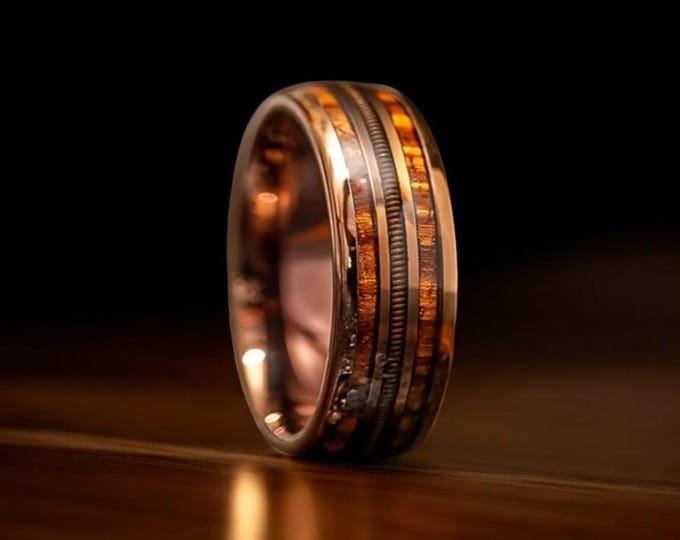 Whiskey Barrel Guitar String Tungsten Ring - 8mm Comfort Fit